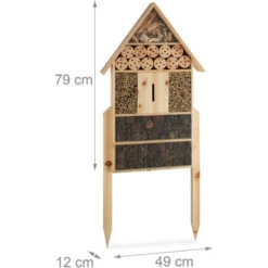 Relaxdays Hôtel à Insectes Sur Pied Nature XXL Abri Refuge Nichoir Maison Abeille Papillon Coccinelles HxlxP: 79 X 49 X 13 Cm, Nature -Trixie || Flamingo Soldes Magasin 10367055 4