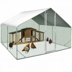 Enclos Poulailler 9 M² Parc Grillagé 3x3 M Acier Galvanisé