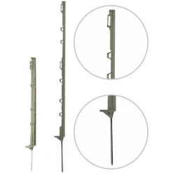 10 Piquets En Plastique Nature 4 Isolateurs 0,55 M Pour Clôture électrique Beaumont