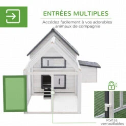 PawHut Poulailler Clapier Modèle Villa Multi-équipée : Rampe, Nichoirs, Perchoirs, Plateau Excrément, 2 Portes Bois Massif Pin Gris Blanc 9 PawHut Poulailler Clapier Modèle Villa Multi-équipée : Rampe, Nichoirs, Perchoirs, Plateau Excrément, 2 Portes Bois Massif Pin Gris Blanc -Trixie || Flamingo Soldes Magasin 11031645 5