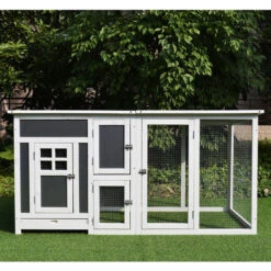 PawHut Poulailler Multi-équipements Niche Toit Ouvrant Perchoir Pondoir Enclos Tiroir à Déjection 160L X 75l X 80H Cm Bois Massif Pin Gris Blanc 9 PawHut Poulailler Multi-équipements Niche Toit Ouvrant Perchoir Pondoir Enclos Tiroir à Déjection 160L X 75l X 80H Cm Bois Massif Pin Gris Blanc -Trixie || Flamingo Soldes Magasin 11031647 5