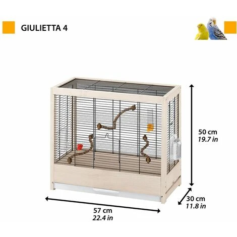 Ferplast GIULIETTA 4 Cage En Bois FSC Pour Canaris Et Oiseaux Exotiques. Variante GIULIETTA 4 - Mesures: 57 X 30 X H 50 Cm - 2 Ferplast GIULIETTA 4 Cage En Bois FSC Pour Canaris Et Oiseaux Exotiques. Variante GIULIETTA 4 - Mesures: 57 X 30 X H 50 Cm - – Image 2