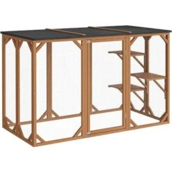 Enclos Extérieur Parc Pour Chat Résistant Aux Intempéries 180 X 80 X 111,8 Cm Avec 3 Zones De Repos