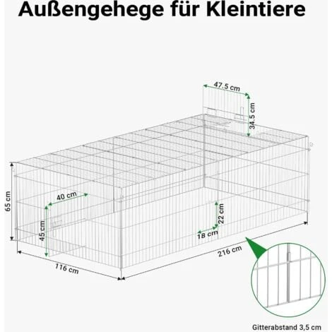Parc Enclos Petits Animaux Domestiques 216 X 116 X 65 Cm Clôture Protection Solaire Verrouillable 3 Parc Enclos Petits Animaux Domestiques 216 X 116 X 65 Cm Clôture Protection Solaire Verrouillable – Image 3