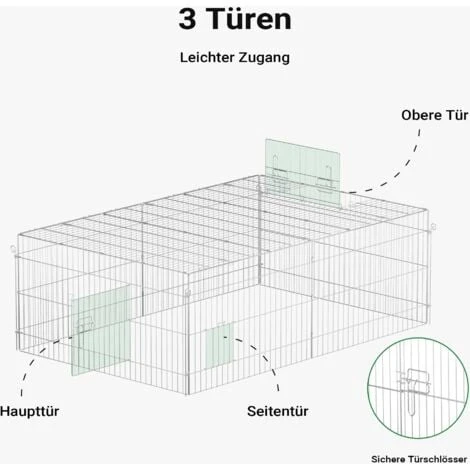 Parc Enclos Petits Animaux Domestiques 216 X 116 X 65 Cm Clôture Protection Solaire Verrouillable 5 Parc Enclos Petits Animaux Domestiques 216 X 116 X 65 Cm Clôture Protection Solaire Verrouillable – Image 5
