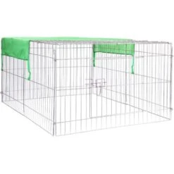 Parc Enclos Pour Petits Animaux Domestiques 122 X 95 X 58 Cm Clôture Avec Protection Solaire Cage