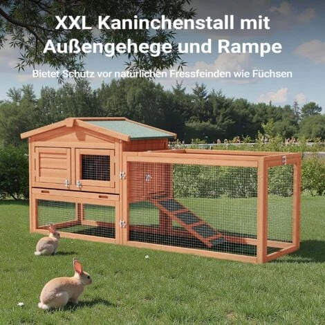 Clapier Pour Lapin XXL Enclos Extérieur Maisonnette Superposée Abri En Bois D'épicéa Toit Goudronné 4 Clapier Pour Lapin XXL Enclos Extérieur Maisonnette Superposée Abri En Bois D'épicéa Toit Goudronné – Image 4