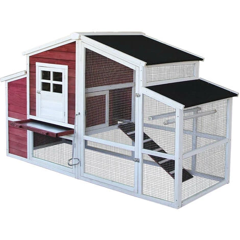 Poulailler XXL Avec Nichoir & Abri Spacieux Bois D'épicéa Avec Toit En Bitume 2010x813x1165mm 1 Poulailler XXL Avec Nichoir & Abri Spacieux Bois D'épicéa Avec Toit En Bitume 2010x813x1165mm