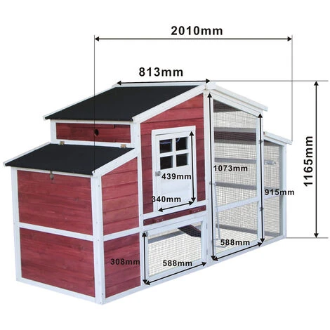 Poulailler XXL Avec Nichoir & Abri Spacieux Bois D'épicéa Avec Toit En Bitume 2010x813x1165mm 4 Poulailler XXL Avec Nichoir & Abri Spacieux Bois D'épicéa Avec Toit En Bitume 2010x813x1165mm – Image 4