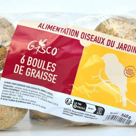 Boules De Graisse Aux Céréales, Pour Oiseaux Du Jardin - Sachet 6 Boules 2 Boules De Graisse Aux Céréales, Pour Oiseaux Du Jardin - Sachet 6 Boules – Image 2