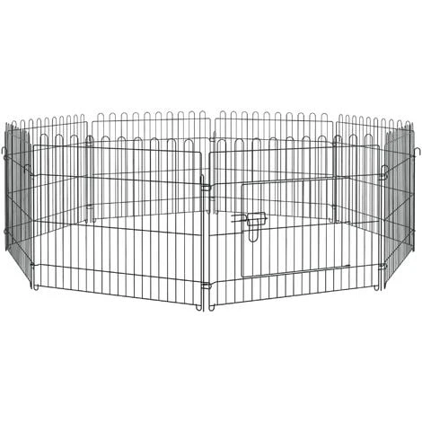 PawHut Parc Enclos Pour Chiens Chiots Animaux Domestiques Diamètre 158 Cm 8 Panneaux 71L X 61H Cm Noir 1 PawHut Parc Enclos Pour Chiens Chiots Animaux Domestiques Diamètre 158 Cm 8 Panneaux 71L X 61H Cm Noir