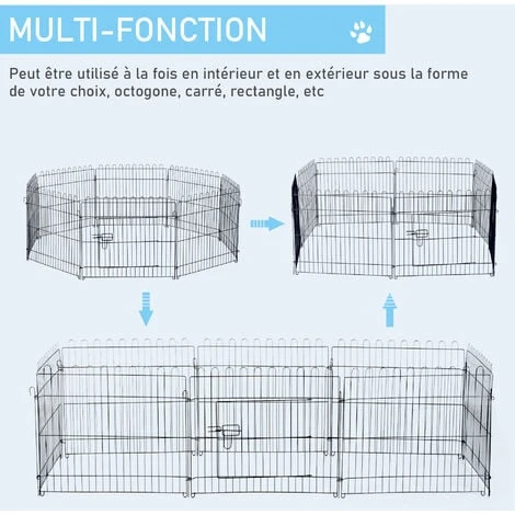 PawHut Parc Enclos Pour Chiens Chiots Animaux Domestiques Diamètre 158 Cm 8 Panneaux 71L X 61H Cm Noir 4 PawHut Parc Enclos Pour Chiens Chiots Animaux Domestiques Diamètre 158 Cm 8 Panneaux 71L X 61H Cm Noir – Image 4