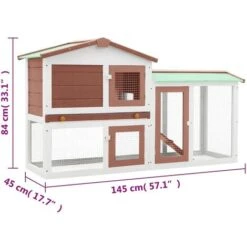 Clapier Large D'extérieur Marron Et Blanc 145x45x85 Cm Bois VidaXL -Trixie || Flamingo Soldes Magasin 18379381 3