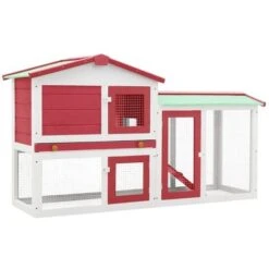 Clapier Large D'extérieur Rouge Et Blanc 145x45x85 Cm Bois VidaXL