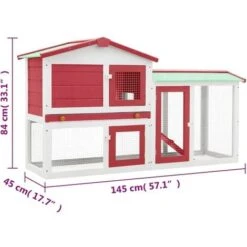 Clapier Large D'extérieur Rouge Et Blanc 145x45x85 Cm Bois VidaXL -Trixie || Flamingo Soldes Magasin 18379382 3
