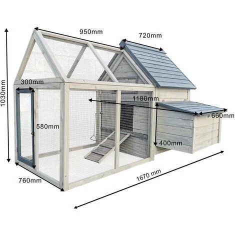 Poulailler Bleu-gris 167x118x112cm Bois Nichoir & Enclos Bac Amovible Nettoyage Abri Basse-cour 4 Poulailler Bleu-gris 167x118x112cm Bois Nichoir & Enclos Bac Amovible Nettoyage Abri Basse-cour – Image 4
