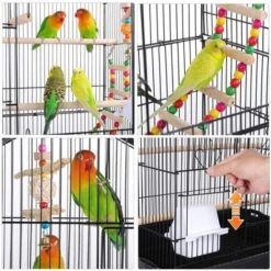 Yaheetech Cage à Oiseaux 46 X 35,5 X 99 Cm Avec 3 Jouets Poignée Portable 4 Mangeoires 3 Perchoirs Cage Pour Perruche Calopsitte Conure Pinson Canaris -Trixie || Flamingo Soldes Magasin 19446369 3