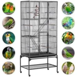 Yaheetech Grande Cage Oiseaux Volière Avec Pied Sur Roulette 81 X 46,5 X 175,5 Cm Noir 8 Yaheetech Grande Cage Oiseaux Volière Avec Pied Sur Roulette 81 X 46,5 X 175,5 Cm Noir -Trixie || Flamingo Soldes Magasin 22949723 4