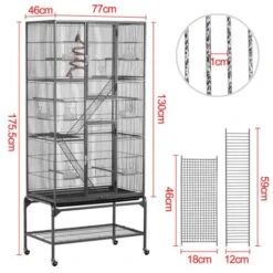 Yaheetech Grande Cage Oiseaux Volière Avec Pied Sur Roulette 81 X 46,5 X 175,5 Cm Noir 9 Yaheetech Grande Cage Oiseaux Volière Avec Pied Sur Roulette 81 X 46,5 X 175,5 Cm Noir -Trixie || Flamingo Soldes Magasin 22949723 5