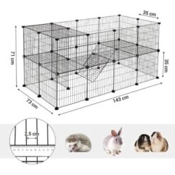 Songmics Enclos Modulable Pour Petits Animaux, Cage Intérieur, 2 Niveaux, Maillet En Caoutchouc Offert, Cochon D’Inde, Lapin, Assemblage Facile, 143 X 73 X 71 Cm (L X L X H), Noir LPI02H -Trixie || Flamingo Soldes Magasin 23734221 5