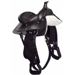 Selle Noire: Selle Western Avec Sangle Et étriers Et Siège En Daim
