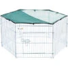 PawHut Parc Enclos Modulable Acier 6 Panneaux Et 1 Porte Pour Chiens Ø 120 X 60 Cm Gris Métal Vert
