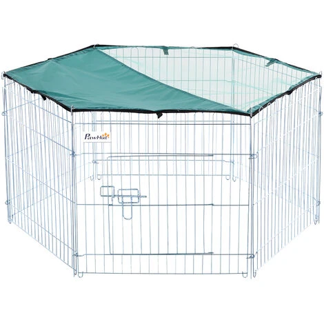 PawHut Parc Enclos Modulable Acier 6 Panneaux Et 1 Porte Pour Chiens Ø 120 X 60 Cm Gris Métal Vert 1 PawHut Parc Enclos Modulable Acier 6 Panneaux Et 1 Porte Pour Chiens Ø 120 X 60 Cm Gris Métal Vert