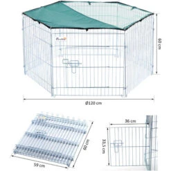 PawHut Parc Enclos Modulable Acier 6 Panneaux Et 1 Porte Pour Chiens Ø 120 X 60 Cm Gris Métal Vert 7 PawHut Parc Enclos Modulable Acier 6 Panneaux Et 1 Porte Pour Chiens Ø 120 X 60 Cm Gris Métal Vert -Trixie || Flamingo Soldes Magasin 25007915 3
