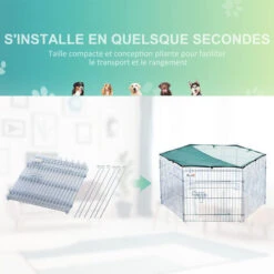 PawHut Parc Enclos Modulable Acier 6 Panneaux Et 1 Porte Pour Chiens Ø 120 X 60 Cm Gris Métal Vert 8 PawHut Parc Enclos Modulable Acier 6 Panneaux Et 1 Porte Pour Chiens Ø 120 X 60 Cm Gris Métal Vert -Trixie || Flamingo Soldes Magasin 25007915 4