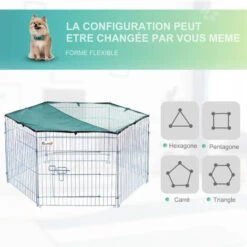 PawHut Parc Enclos Modulable Acier 6 Panneaux Et 1 Porte Pour Chiens Ø 120 X 60 Cm Gris Métal Vert 9 PawHut Parc Enclos Modulable Acier 6 Panneaux Et 1 Porte Pour Chiens Ø 120 X 60 Cm Gris Métal Vert -Trixie || Flamingo Soldes Magasin 25007915 5