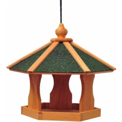 PawHut Mangeoire Suspendue Nichoir à Oiseau Pour Extérieur En Bois 40 X 40 X 35 Cm