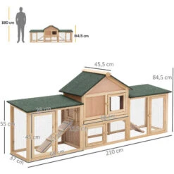 PawHut Clapier Cage à Lapins Rongeurs XXL 2 étages Toit Bitumé Intégral Tiroir Déjection 2,10L X 0,46l X 0,85H M Bois Massif Pin Pré-huilé -Trixie || Flamingo Soldes Magasin 25009449 3