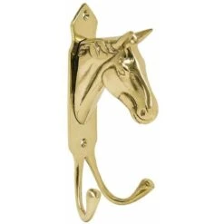Tête De Cheval En Laiton Avec Deux Crochets Polis à La Main