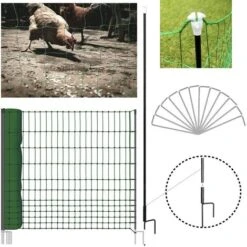 Filet Cloture Pour Poules En Kit Longueur 12M Avec Porte Et 6 Piquets 8 Filet Cloture Pour Poules En Kit Longueur 12M Avec Porte Et 6 Piquets -Trixie || Flamingo Soldes Magasin 27098896 4