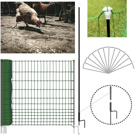 Filet Cloture Pour Poules En Kit Longueur 12M Avec Porte Et 6 Piquets 4 Filet Cloture Pour Poules En Kit Longueur 12M Avec Porte Et 6 Piquets – Image 4