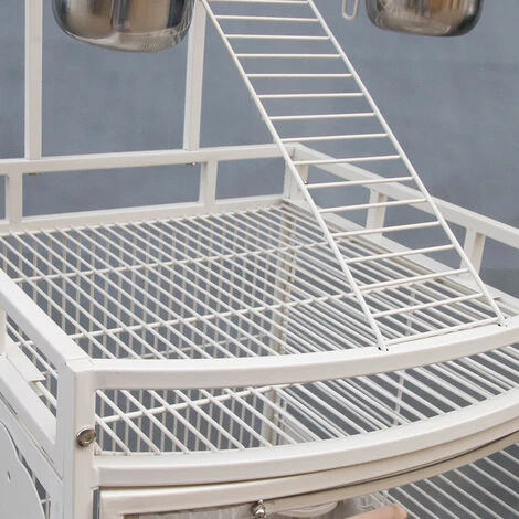 BATHRINS®Grande Volière Pour Oiseaux Cage à Roulettes Avec 4 Mangeoires Acier Inoxydable 4 BATHRINS®Grande Volière Pour Oiseaux Cage à Roulettes Avec 4 Mangeoires Acier Inoxydable – Image 4