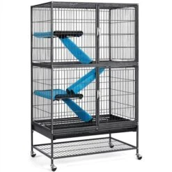 Yaheetech Grande Cage Pour Rongeur 4 Niveaux, Cage Pour Furets/écureuils/Chinchillas Noir 78x51x137cm