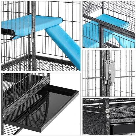 Yaheetech Grande Cage Pour Rongeur 4 Niveaux, Cage Pour Furets/écureuils/Chinchillas Noir 78x51x137cm 2 Yaheetech Grande Cage Pour Rongeur 4 Niveaux, Cage Pour Furets/écureuils/Chinchillas Noir 78x51x137cm – Image 2