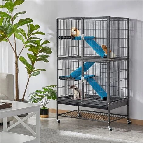Yaheetech Grande Cage Pour Rongeur 4 Niveaux, Cage Pour Furets/écureuils/Chinchillas Noir 78x51x137cm 5 Yaheetech Grande Cage Pour Rongeur 4 Niveaux, Cage Pour Furets/écureuils/Chinchillas Noir 78x51x137cm – Image 5