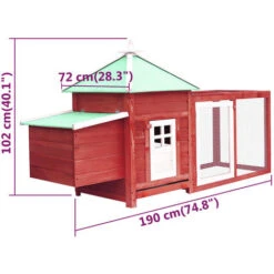 Poulailler Avec Nichoir Rouge 190x72x102cm Bois De Sapin Massif VidaXL 7 Poulailler Avec Nichoir Rouge 190x72x102cm Bois De Sapin Massif VidaXL -Trixie || Flamingo Soldes Magasin 28836984 3