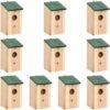 Nichoirs 10 Pcs Bois De Sapin Massif 12x12x22 Cm