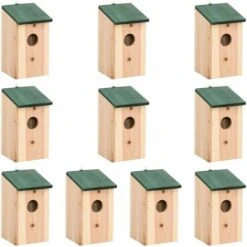 Nichoirs 10 Pcs Bois De Sapin Massif 12x12x22 Cm