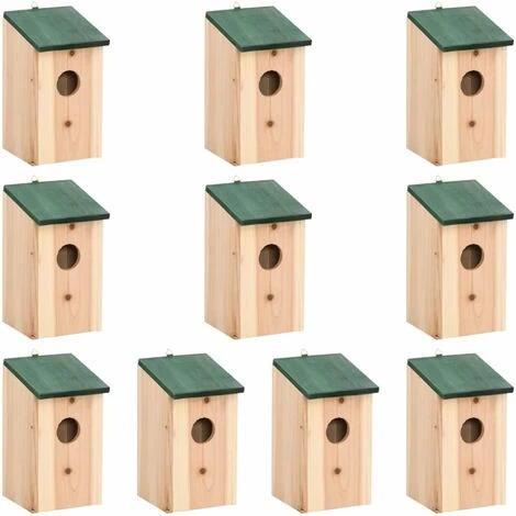 Nichoirs 10 Pcs Bois De Sapin Massif 12x12x22 Cm 1 Nichoirs 10 Pcs Bois De Sapin Massif 12x12x22 Cm