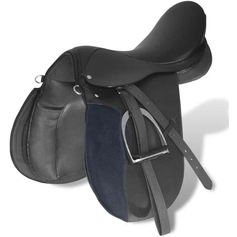Set De Selle équitation 17,5 En Cuir Véritable 12 Cm 5 En 1 Noir 2 Set De Selle équitation 17,5 En Cuir Véritable 12 Cm 5 En 1 Noir – Image 2