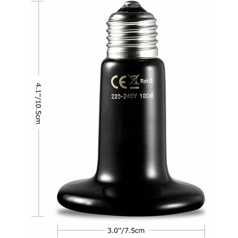 LangRay E27 100W Émetteur Radiateur Animaux Ampoule Infrarouge Chauffage En Céramique,Lampe De Reptile Pour Amphibiens, Serpent, Oiseaux,Tortue, Chat, Chien 3 LangRay E27 100W Émetteur Radiateur Animaux Ampoule Infrarouge Chauffage En Céramique,Lampe De Reptile Pour Amphibiens, Serpent, Oiseaux,Tortue, Chat, Chien – Image 3