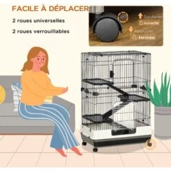PawHut Cage Pour Cochons D'Inde Chinchilla Rongeur Sur Roulettes - 3 étages, Rampes, 2 Portes + Trappe, Plateau Excrément Amovible - Métal PP Noir Gris 9 PawHut Cage Pour Cochons D'Inde Chinchilla Rongeur Sur Roulettes - 3 étages, Rampes, 2 Portes + Trappe, Plateau Excrément Amovible - Métal PP Noir Gris -Trixie || Flamingo Soldes Magasin 35000684 5