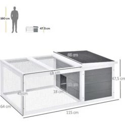 PawHut Clapier De Sol Enclos Extérieur Niche Porte Double Toit Ouvrant Fil Métallique Bois Sapin Pré-huilé Peint Gris Blanc 7 PawHut Clapier De Sol Enclos Extérieur Niche Porte Double Toit Ouvrant Fil Métallique Bois Sapin Pré-huilé Peint Gris Blanc -Trixie || Flamingo Soldes Magasin 35601267 3