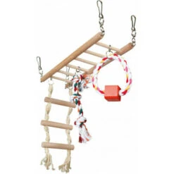 Jeu Pont Suspendu Bois/corde Pour Petits Rongeurs Avec échelle Trixie - 29 × 25 × 9 Cm