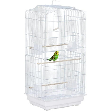 PawHut Cage à Oiseaux Volière Avec Mangeoires Perchoirs Plateau Amovible 2 Portes Dim. 46,5L X 35,5l X 92H Cm Métal Blanc 1 PawHut Cage à Oiseaux Volière Avec Mangeoires Perchoirs Plateau Amovible 2 Portes Dim. 46,5L X 35,5l X 92H Cm Métal Blanc