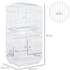 PawHut Cage à Oiseaux Volière Avec Mangeoires Perchoirs Plateau Amovible 2 Portes Dim. 46,5L X 35,5l X 92H Cm Métal Blanc 7 PawHut Cage à Oiseaux Volière Avec Mangeoires Perchoirs Plateau Amovible 2 Portes Dim. 46,5L X 35,5l X 92H Cm Métal Blanc -Trixie || Flamingo Soldes Magasin 37865191 3
